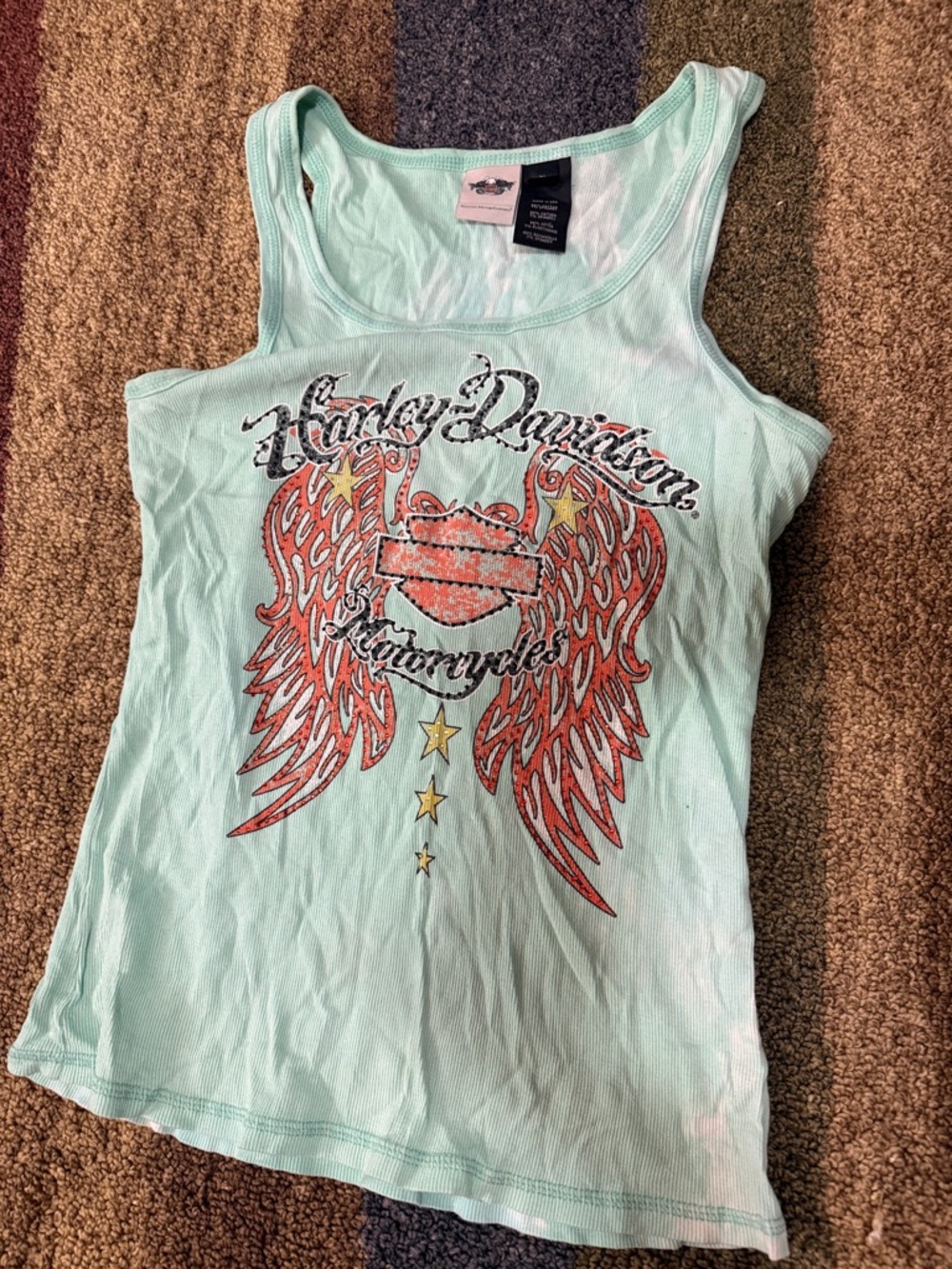 Harley-Davidson Mint Green Tank with Red Wing Graphic XL
